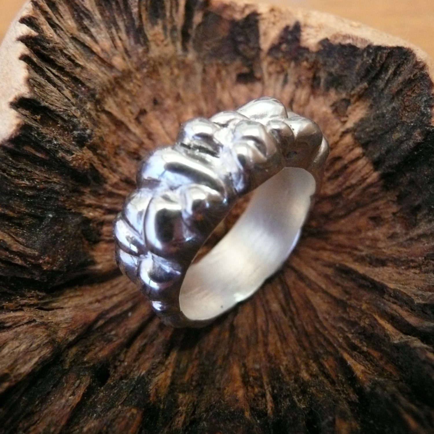 Free Form Carved Sterling Silver Ring size 5.5