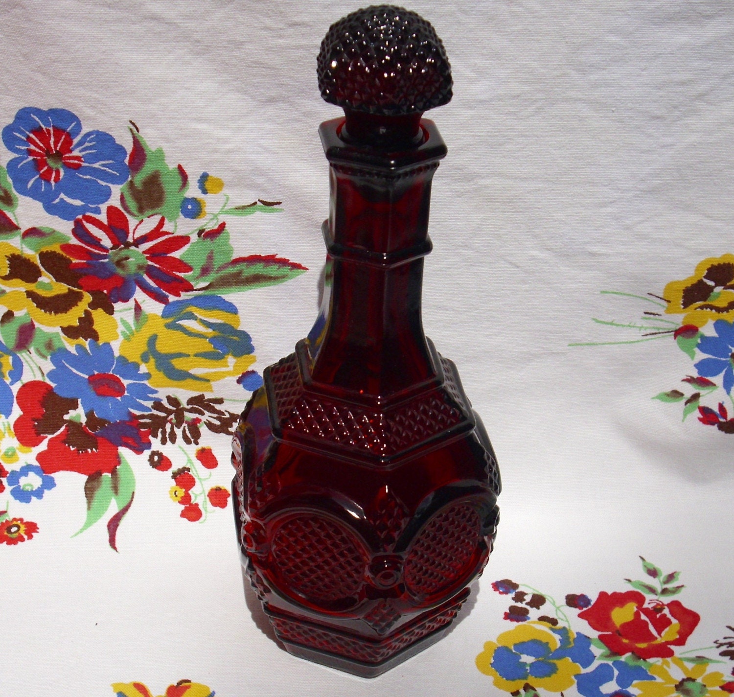 Vintage Red Glass Wine Decanter by RuthEyes on Etsy