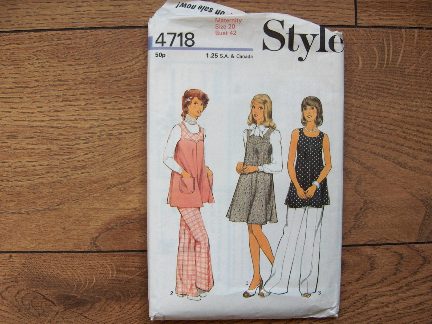 Vintage 1974 Style sewing pattern 4718 Misses Maternity Dress or Tunic, Pants sz 20 b 42