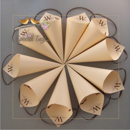 Wedding Paper Cones - Set of 50 - Candy Cones - Confetti Cones - Food Cones - Custom Wedding Cone