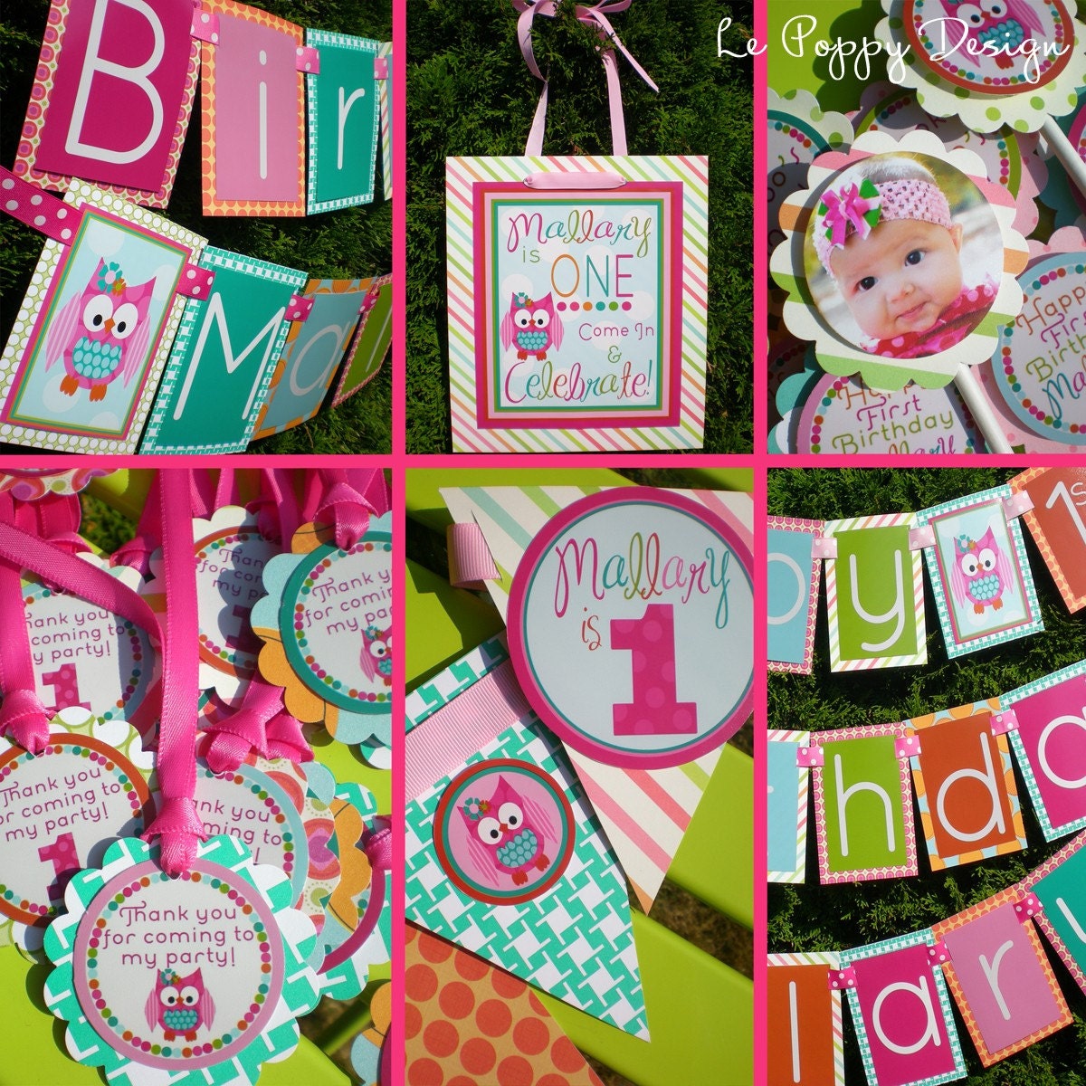 Owl Birthday Party Decorations Package - Look Whooo's One