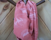Soft Orange & White Floral Linen Infinity Scarf