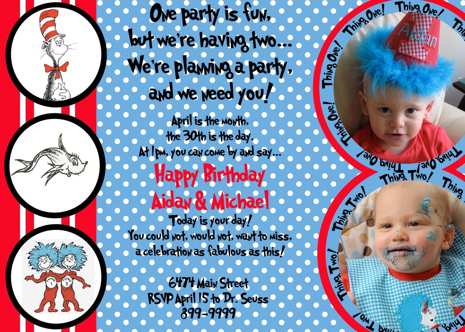 Dr Seuss Birthday Invites Twins Il_170x135