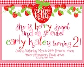 DIY Strawberry Birthday Invitations Printable Party Kit invite, favor tag and cupcake toppers Il_170x135