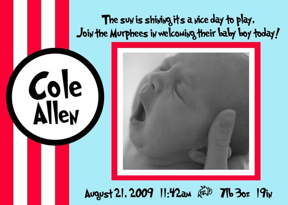 Birth Announcement Dr seuss style Il_570xn