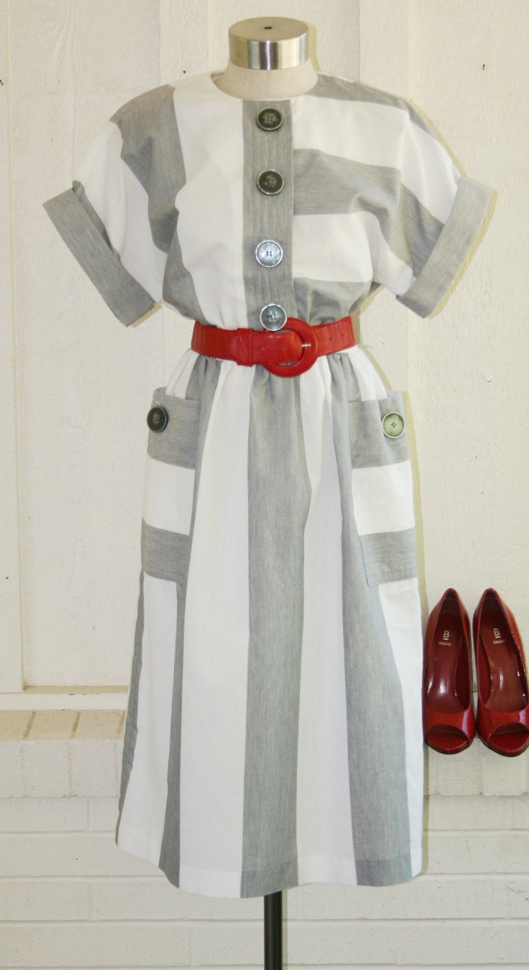 Watch'n The Bottom Line - Circa 1970s - Stripe - Color Blocked - by Leslie Fay