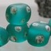 Etched teal cubes / nuggets - 5 handmade lampwork beads