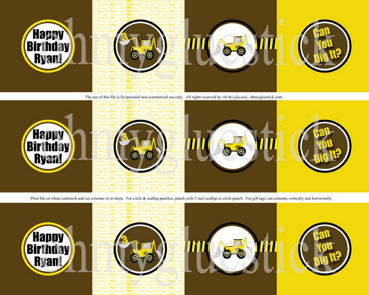Construction Digger Excavator Printable Invitation By Oh My Gluestick