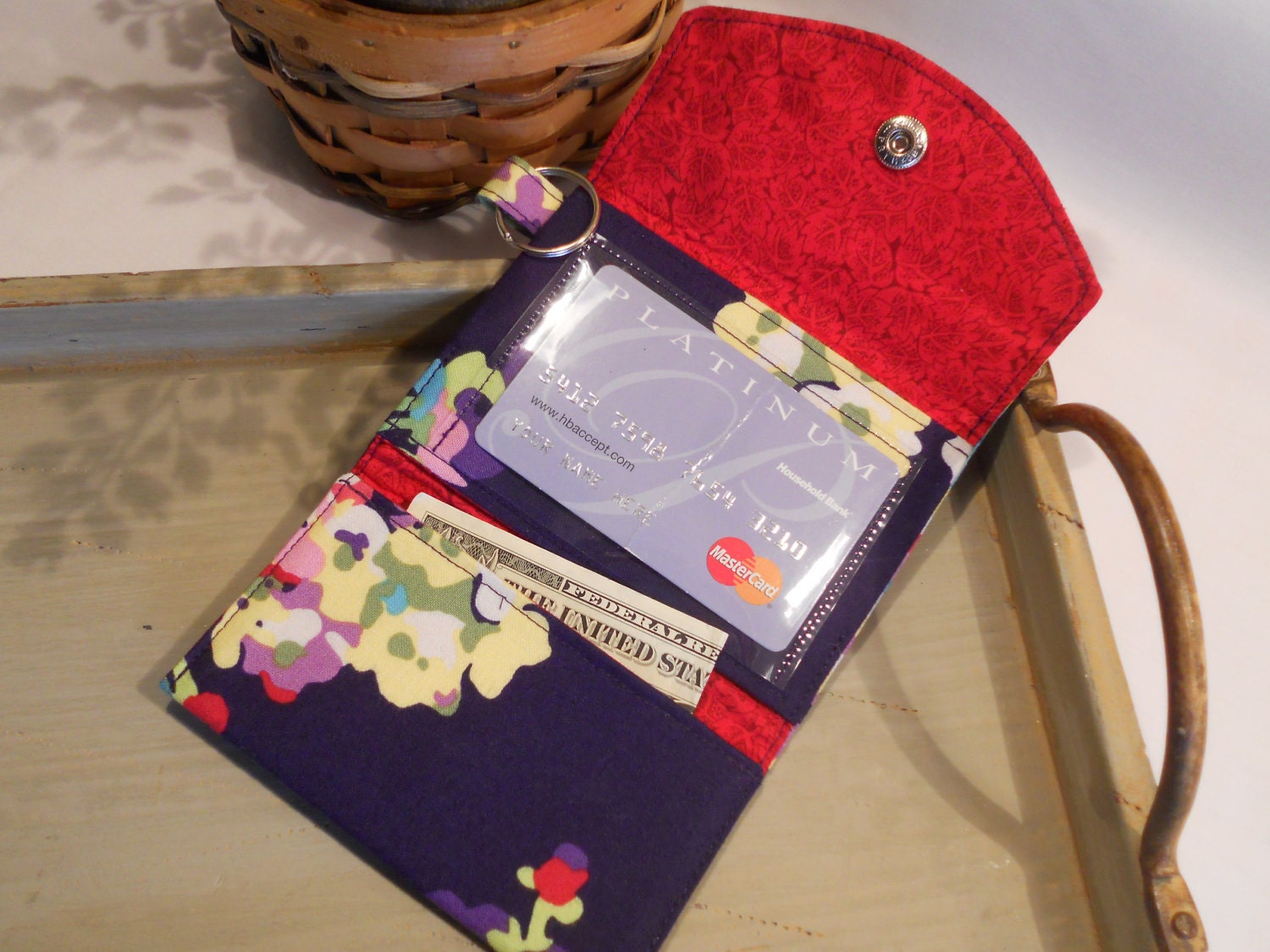 Cash and Credit Card KeyChain Carry-All ... in Amy Butler's Water Bouquet from the Love Collection