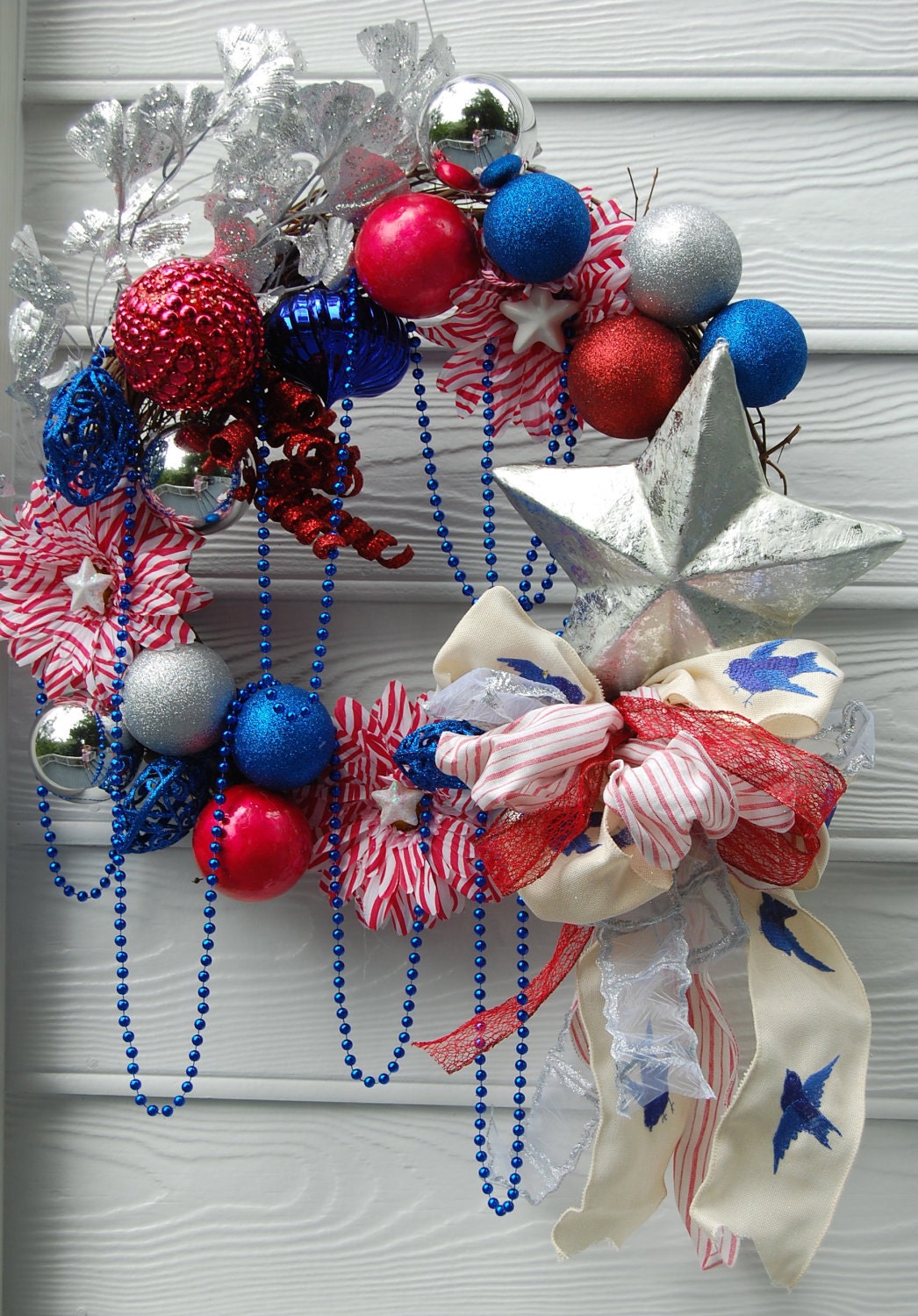 4th of July, Red, White and Blue Wreath