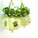 Ivory & Green Floral Earrings, White Flower Earrings, Lampwork Earrings, Green Crystal Earrings, Gold Filled Beadwork Earrings - Dahlias
