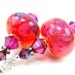 Hot Pink Earrings, Hot Pink Purple Glass Earrings, Pink Purple Boro Lampwork Glass Bead Earrings, Fuchsia Earrings - Strawberry Kool Aid
