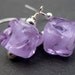 Orchid Purple Glass Earrings, Purple Boro Lampwork Glass Cube Bead Earrings, Purple Earrings, Sterling Silver Hoop Earrings - Orchid Ice