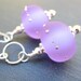 Purple Glass Earrings, Lavender Purple Etched Lampwork Bead Earrings, Purple Earrings, Lavender Earrings - Lavender Ice