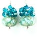 Teal Crystal Cluster Earrings, Teal White Glass Earrings, Boro Lampwork Earrings, Blue Beadwork Earrings, Peacock Blue Earrings - Fresh Air