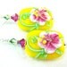 Hibiscus Earrings, Yellow Pink Floral Lampwork Earrings, Beadwork Earrings, Flower Earrings, Glass Earrings, Tropical Earrings - Hibiscus