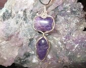 stunning Amethyst double stone pendant handwrapped in sterling silver.