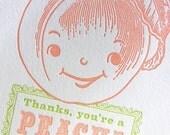 Thanks You're a Peach letterpress card