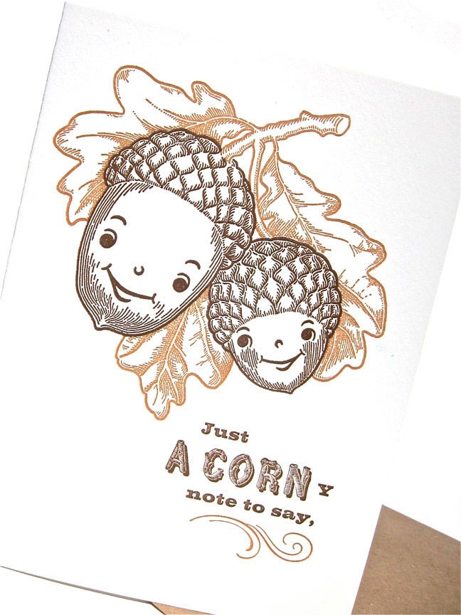 A CORNy letterpress birthday card