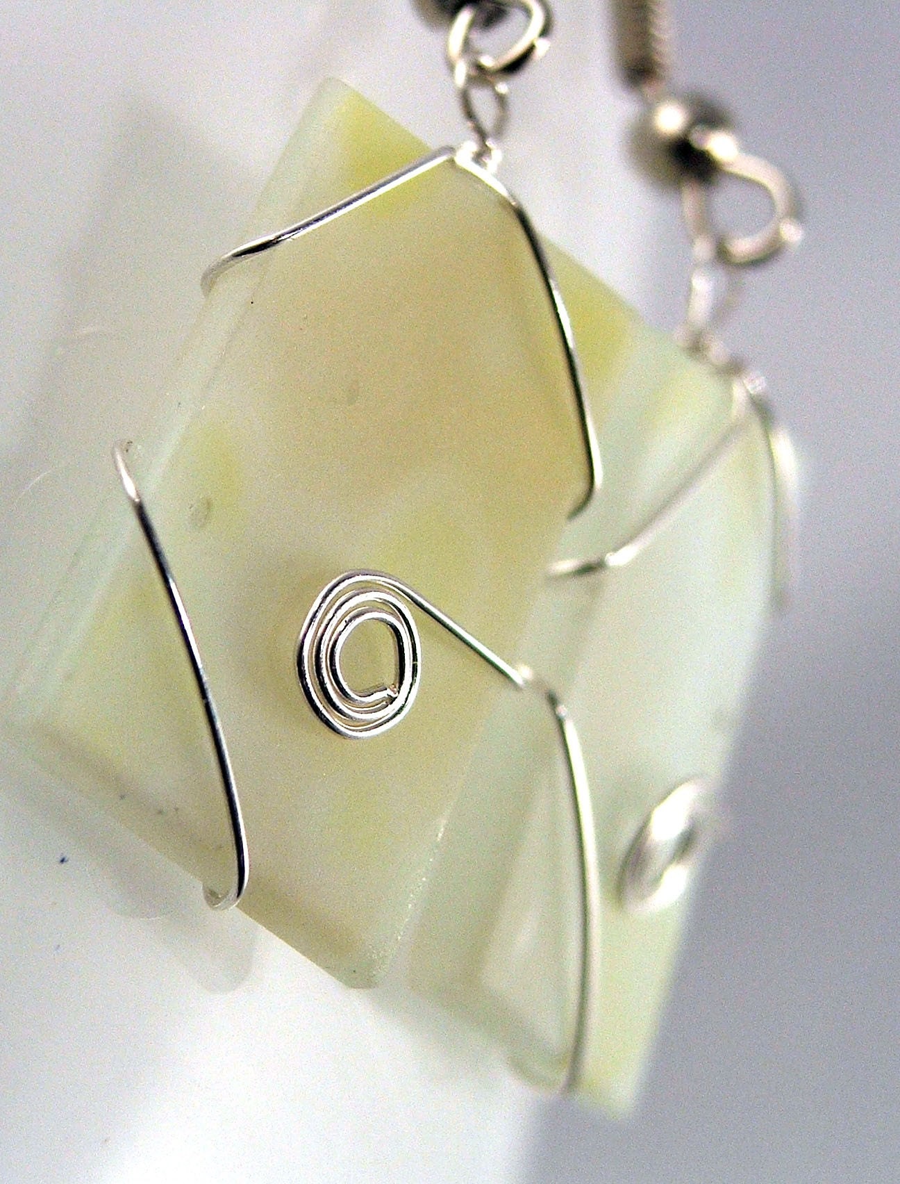 Recycled Glass Jewelry, Spotted Yellow Earrings