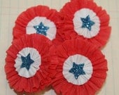Red, White and Blue Star Patriotic 2 inch Crepe Paper Flowers