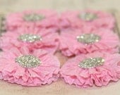 6 Small Pink Crepe Paper Rosettes