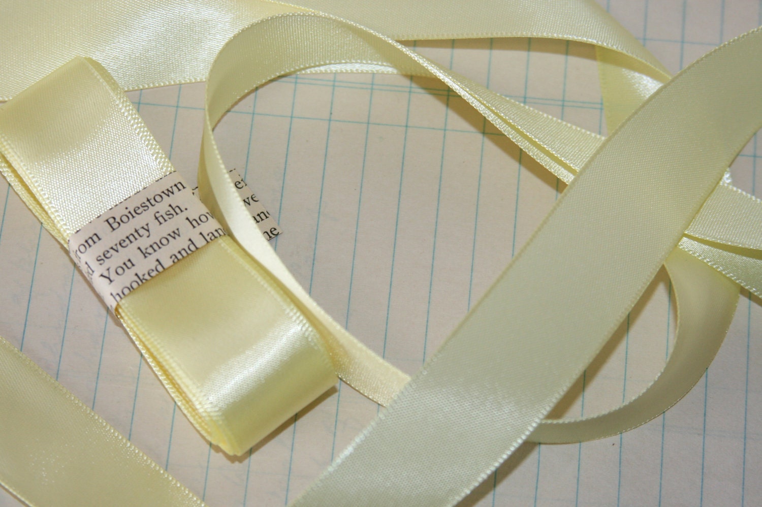 3 Yards Soft Yellow Colored Double Faced Satin Ribbon 7/8 inch wide Ribbon