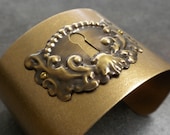 Steampunk Jewelry Escutcheon Brass Cuff Bracelet Unisex