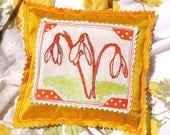 pillow shabby chic sachet garden snowdrops lavender