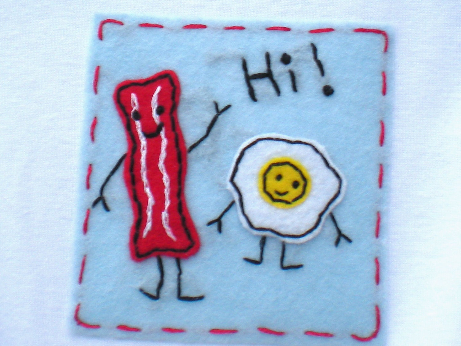 Dynamic Duos Bacon and Eggs Eco Felt Applique Funny Onesie Bodysuit