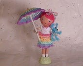 Pastel Pretty - Rainbow Umbrella Clothespin Doll