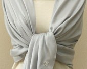 Clearance slightly defect wedding gifts silver shawl pashmina with monogram, bridemaids gifts, scarf, shawl, wrap