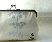 White Bridal Clutch Purse -  Flowing Petal design - Black and Silver - Greta