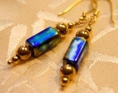 Blue Gold Metallic Earrings