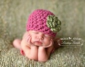 Ready to Ship - Baby Girl Hat, Newborn Baby Hat, Raspberry