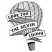 Look for the silver lining // 8x10 art print // hot air balloon black and white inspirational saying illustration