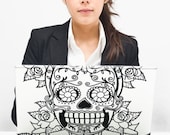 sugar skull laptop decal