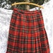 SCOTTISH HIGHLANDS, sz 16 valuable Kinloch Anderson tartan kilt red plaid WOOL Highlander skirt, Celtic made in Scotland