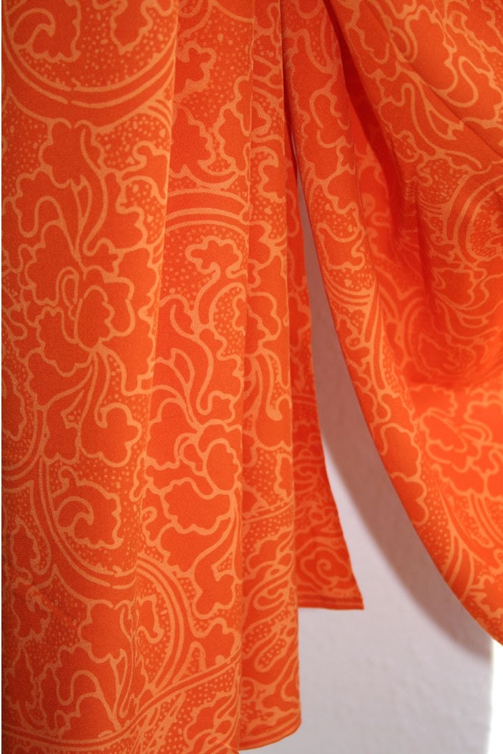 Deep Orange Sarong in a Traditional Asian Motif Hand-Dyed Batik Sarong/ Shawl/ Light Evening Wrap