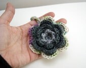 Crocheted Keychain grey green white and a touch of purple
