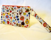Mod Wristlet Clutch Purse Colorful Bubbles Zipper Pouch Cosmetic Bag Make Up Bag Key Fob Luella Doss Hot Flash Handmade MTO