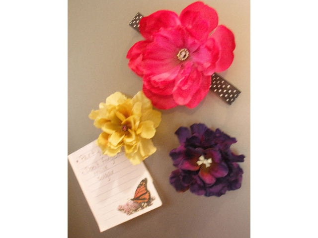 3 handmade Floral refrigerator  magnets .... ohh La La Paris Apartment Shabby Chic Cottage