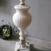 RESERVED for Barb.......Vintage creamy white Satin glass and marble lamp ... Shabby Chic cottage boudoir