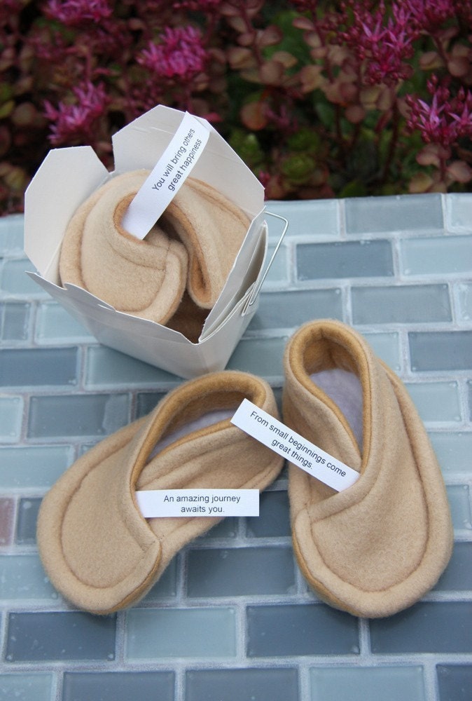 Fortune Cookie Baby Booties -  You Personalize Fortunes