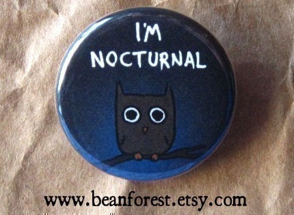 i'm nocturnal - owl bird - pinback button badge