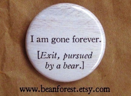 exit pursued by a bear (Shakespeare) - pinback button badge