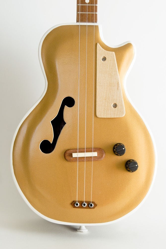 Mini Les Paul style gold top acoustic/electric 3 string guitar