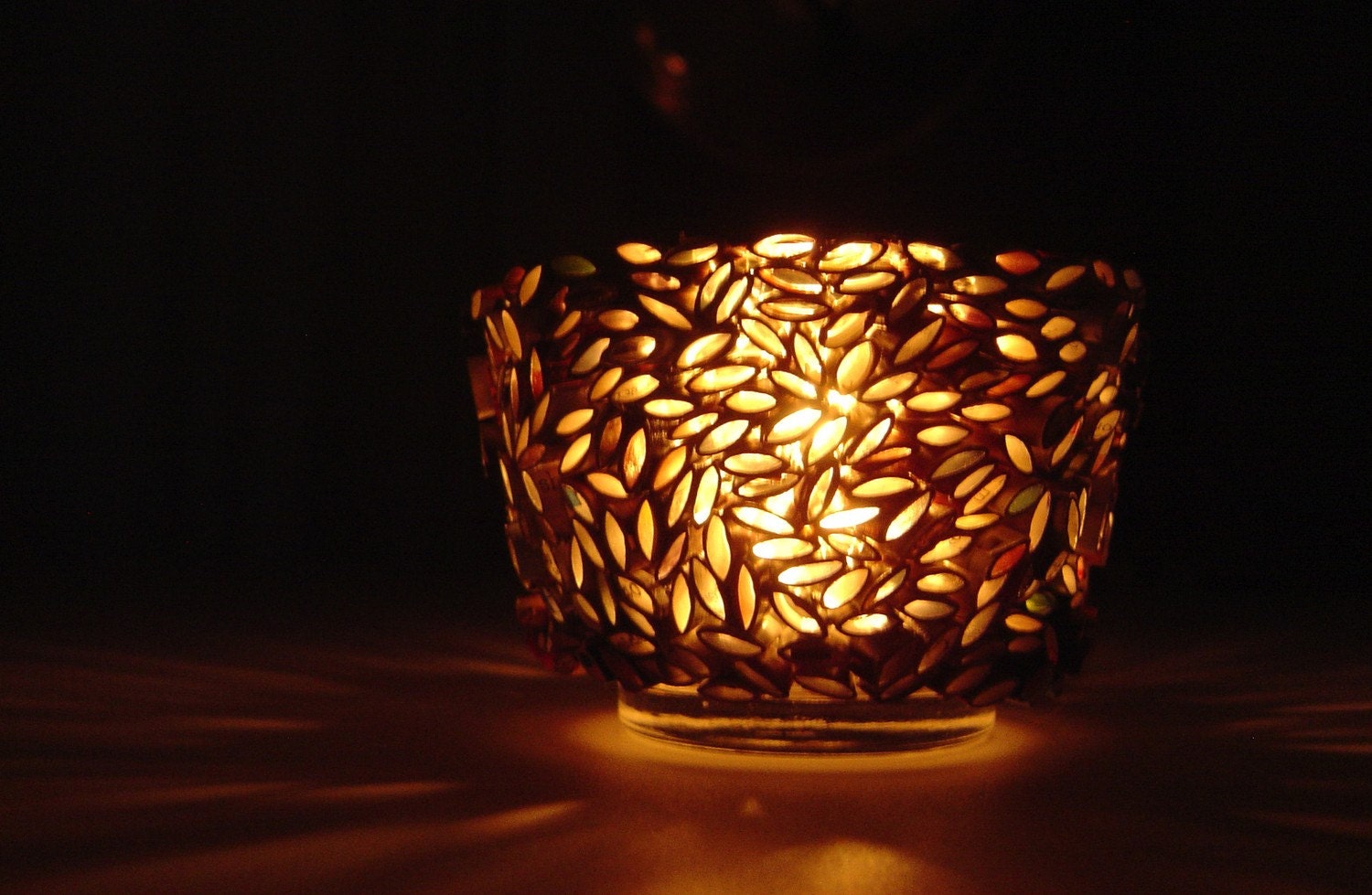 votive candle holder- made with recycled magazines