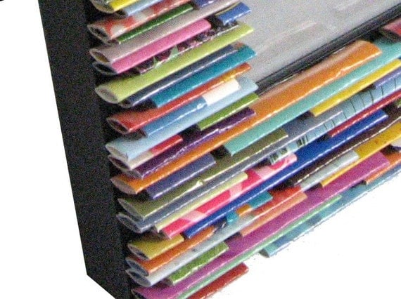 colorful picture frame (portrait) - made from recycled magazines