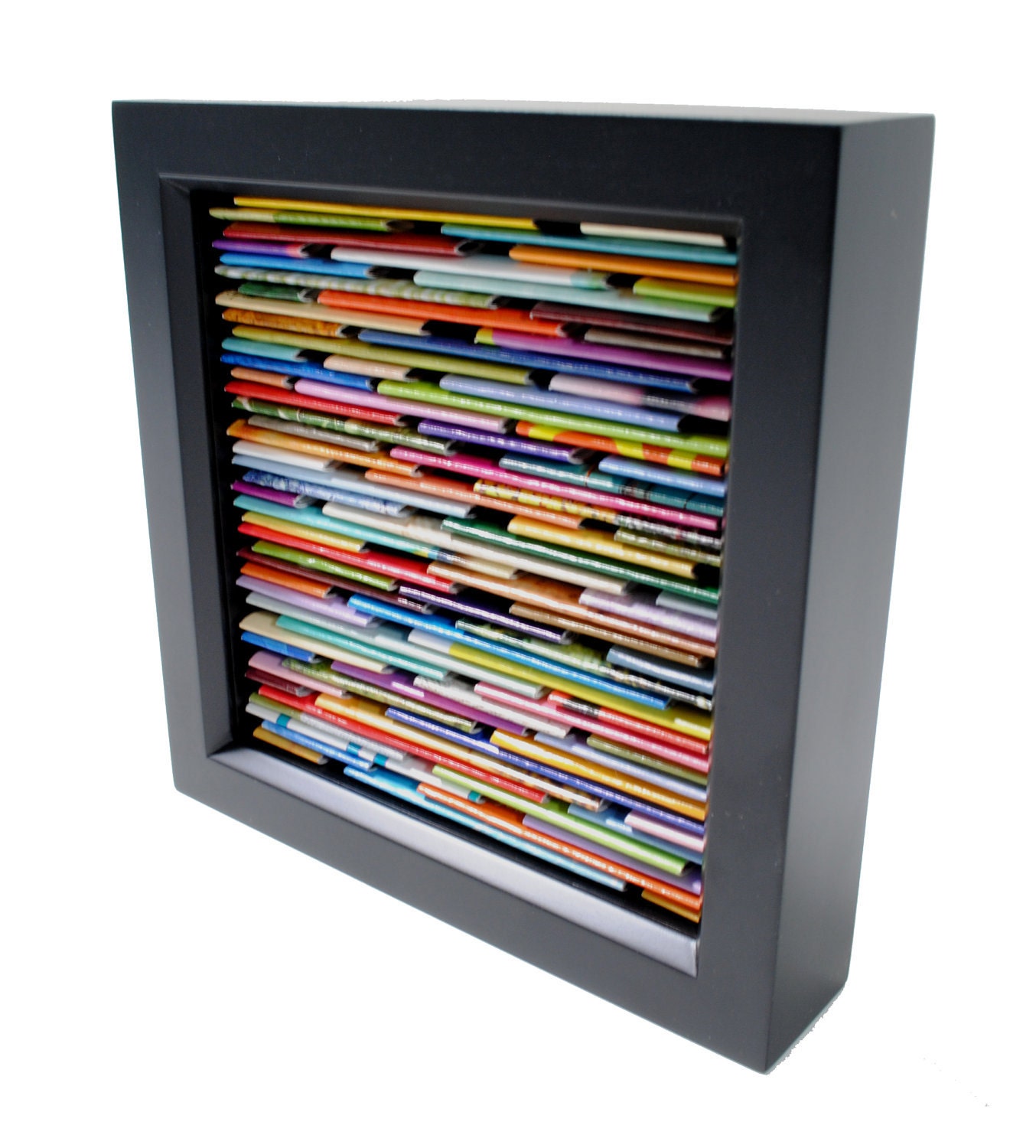 READY TO SHIP - Sale - colorful shadowbox- made from recycled magazines